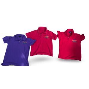 Lot of 3 Discovery Point Polo Shirts –  Small – Red & Purple